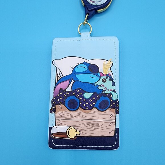 Loungefly Disney Lilo and Stitch Scrump Bedtime Retractable Lanyard ID Holder - Picture 2 of 10